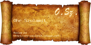 Ohr Szulamit névjegykártya